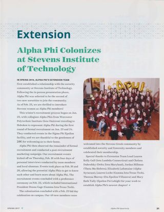 Extension: Alpha Phi Colonizes at Stevens Institute of Technology