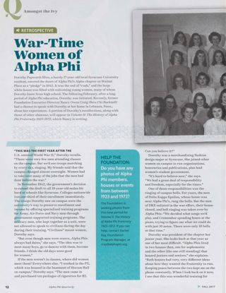 Amongst the Ivy: Retrospective: War-Time Women of Alpha Phi