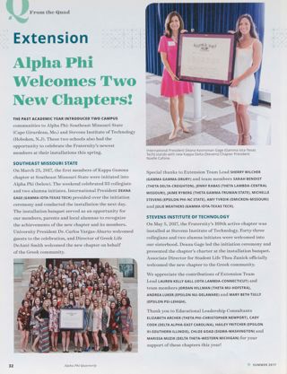 Extension: Alpha Phi Welcomes Two New Chapters!