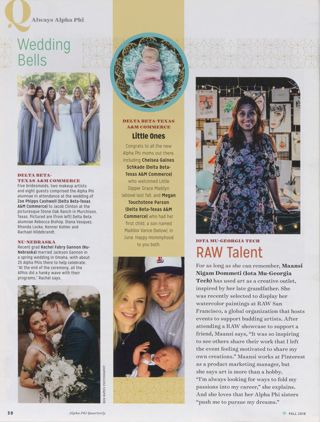 Always Alpha Phi: Wedding Bells, Fall 2018. Always Alpha Phi: Little Ones. Always Alpha Phi: RAW Talent