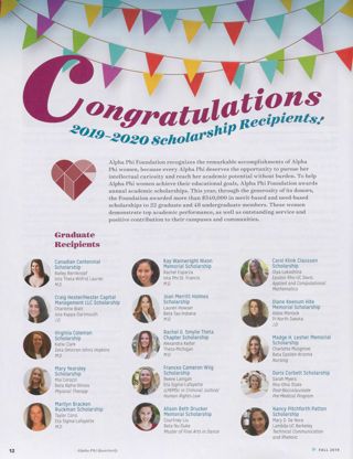 Congratulations 2019-2020 Scholarship Recipients!