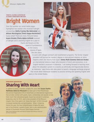 Always Alpha Phi: Bright Women. Always Alpha Phi: Sharing With Heart
