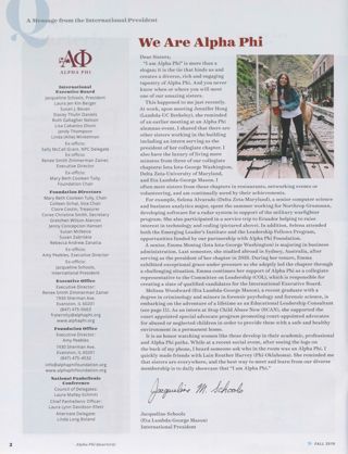 Alpha Phi International Fraternity Directory, Fall 2019. A Message From the International President, Fall 2019