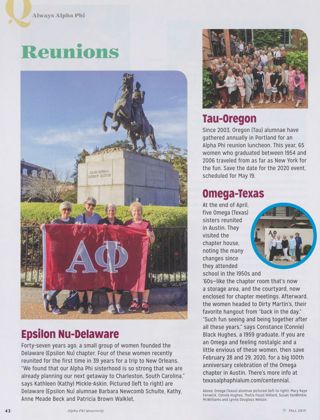 Always Alpha Phi: Reunions, Fall 2019