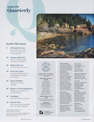 Alpha Phi Quarterly, Vol. 131, No. 3, Summer 2019 Table of Contents