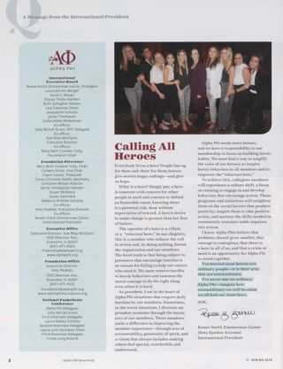 Alpha Phi International Fraternity Directory, Spring 2019. A Message From the International President, Spring 2019