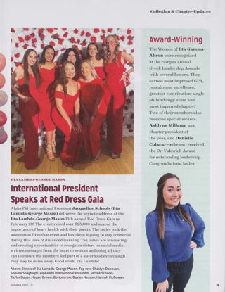 Amongst the Ivy: International President Speaks at Red Dress Gala. Amongst the Ivy: Award Winning, Summer 2020