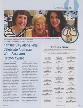 Always Alpha Phi: Kansas City Alpha Phis Celebrate Alumnae With Sara Ann Hatton Award