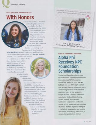 Amongst the Ivy: With Honors. Amongst the Ivy: Alpha Phi Receives NPC Foundation Scholarships