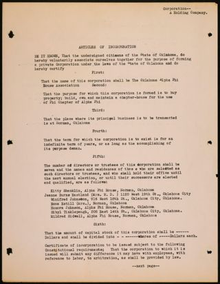 Articles of Incorporation, 1957