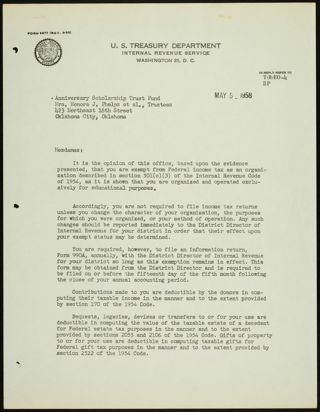 J.F. Morley to Mesdames Letter 1, May 5, 1958