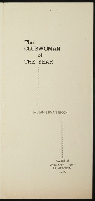 The Clubwoman of the Year, May 10, 1956