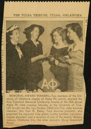 Memorial Award Winners Newspaper Clipping, 1950s