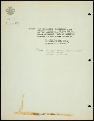 Magazine Subscriptions Note, 1957