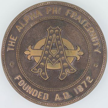 Alpha Phi Fraternity Founded A.D. 1872 Bronze Plaque