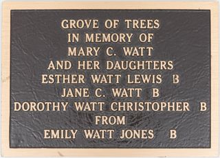 Mary C. Watt Memorial Plaque