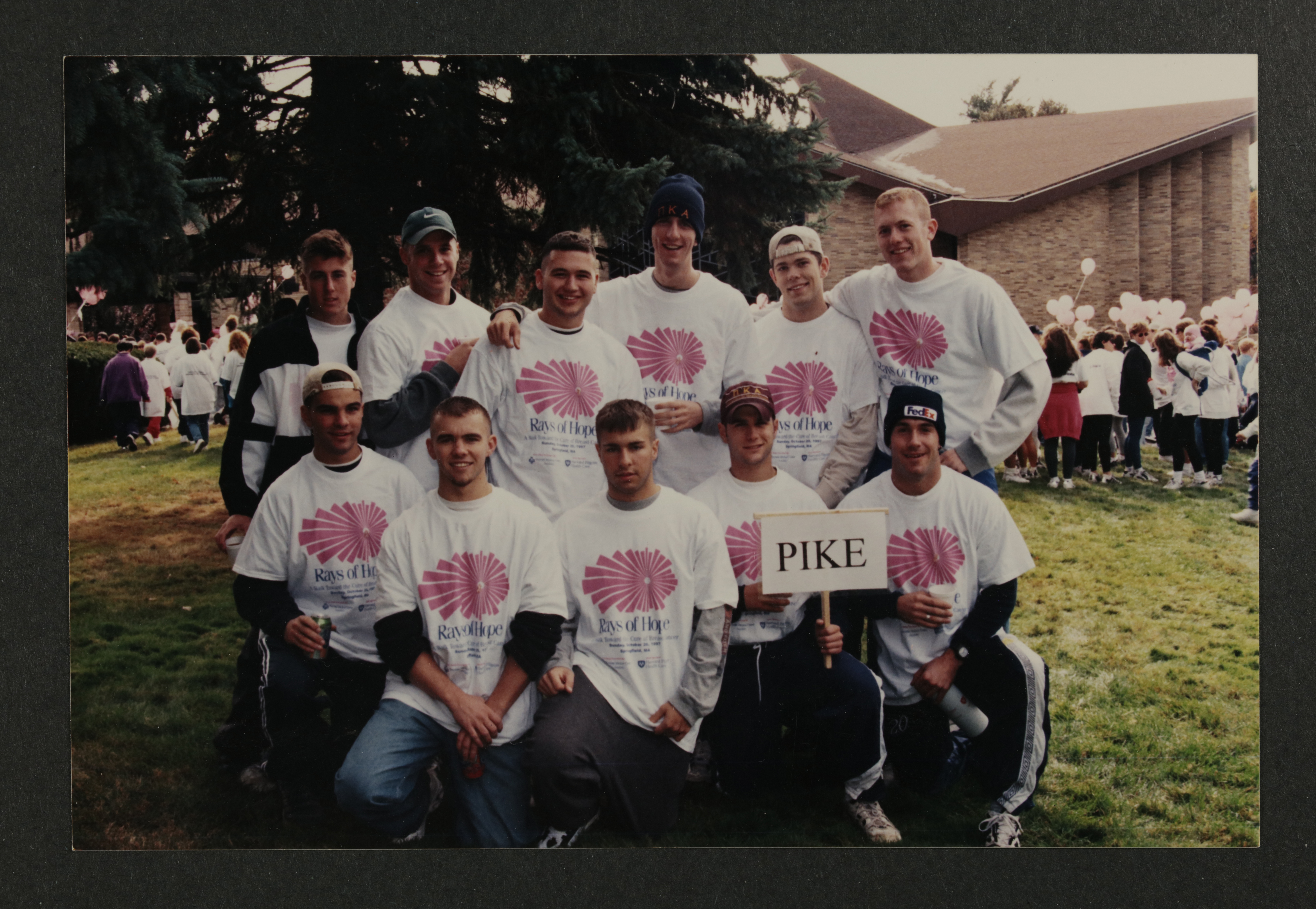 Theta Mu Chapter Members in Rays of Hope T-Shirts Photograph, 1998