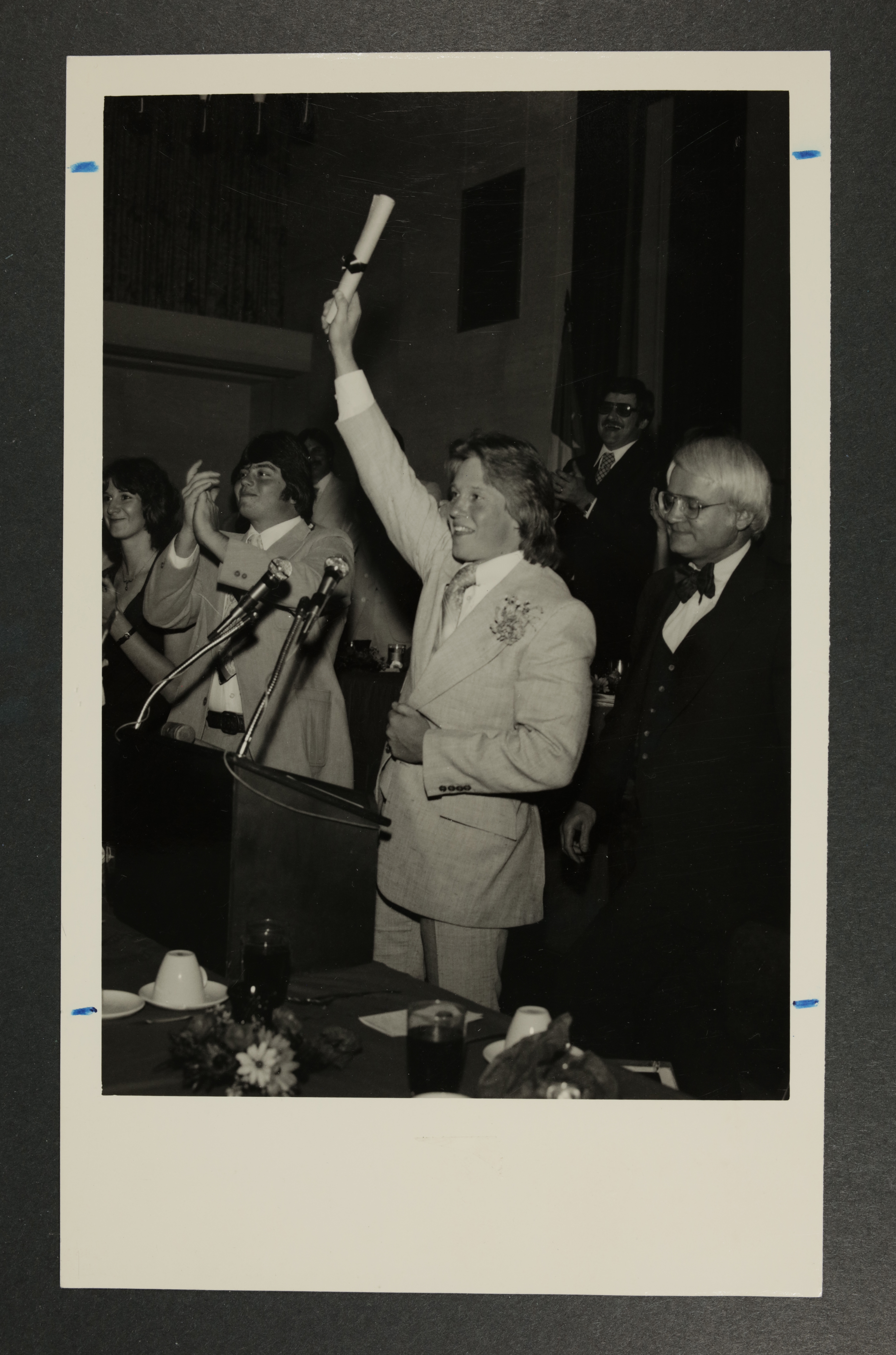 Don Hodges Raises Theta Xi Charter Photograph, 1978