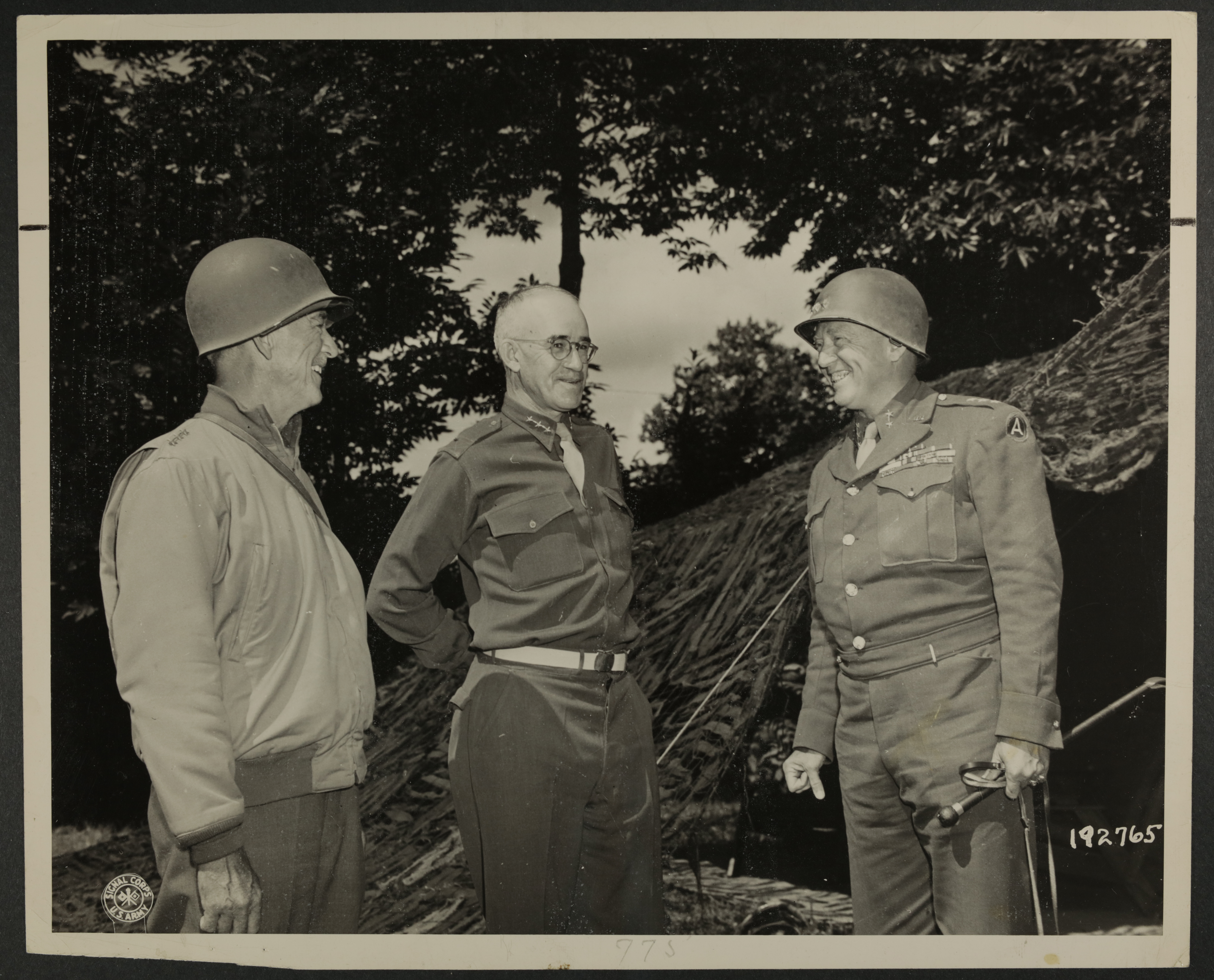 Hodges, Bradley, and Patton in France Photograph, August 17, 1944