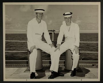Ronald L. Smith and Frank H. Mason Aboard USS Des Moines Photograph