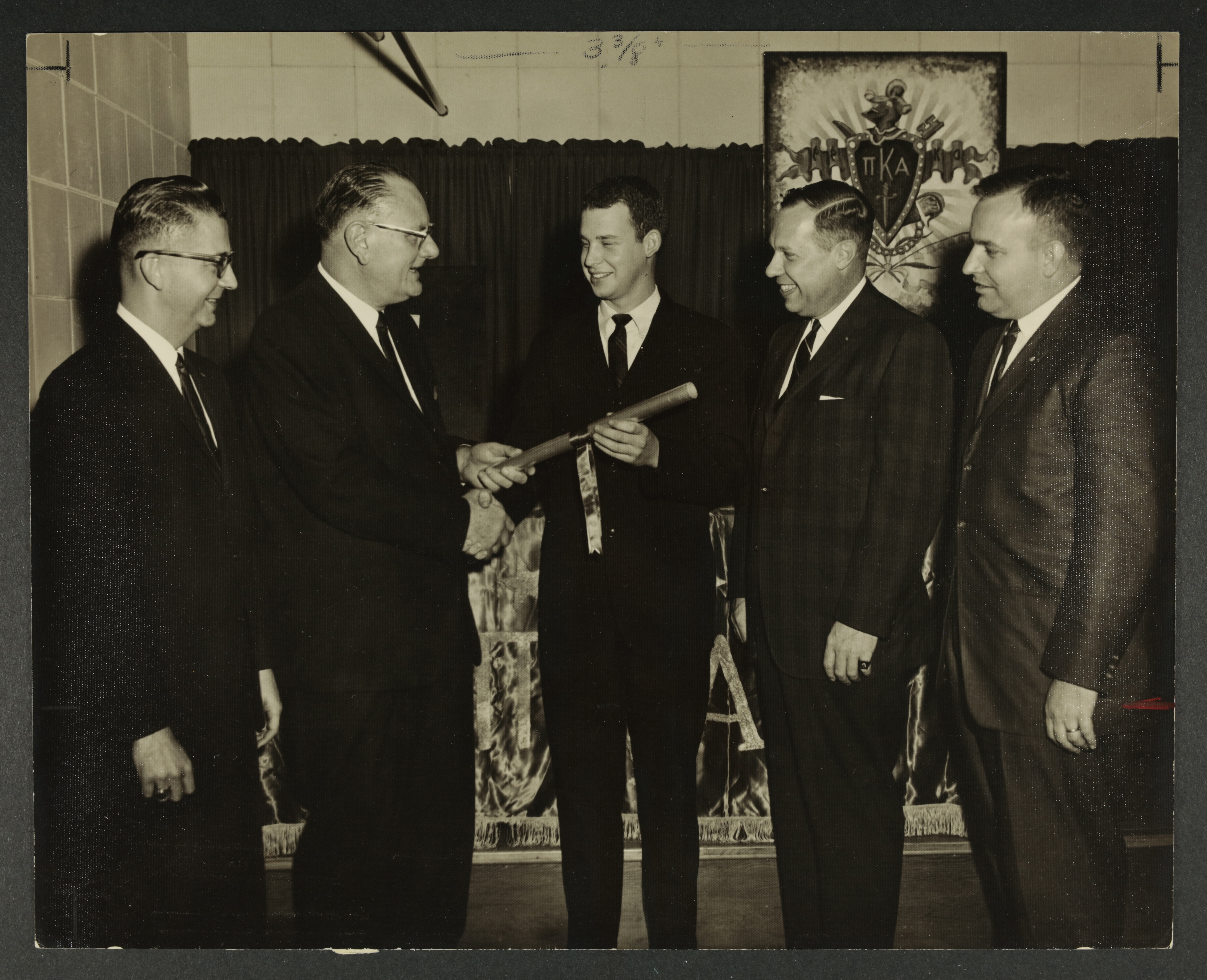 Ruff Turner Receiving Zeta Beta Chapter Charter Photograph, December 15, 1963