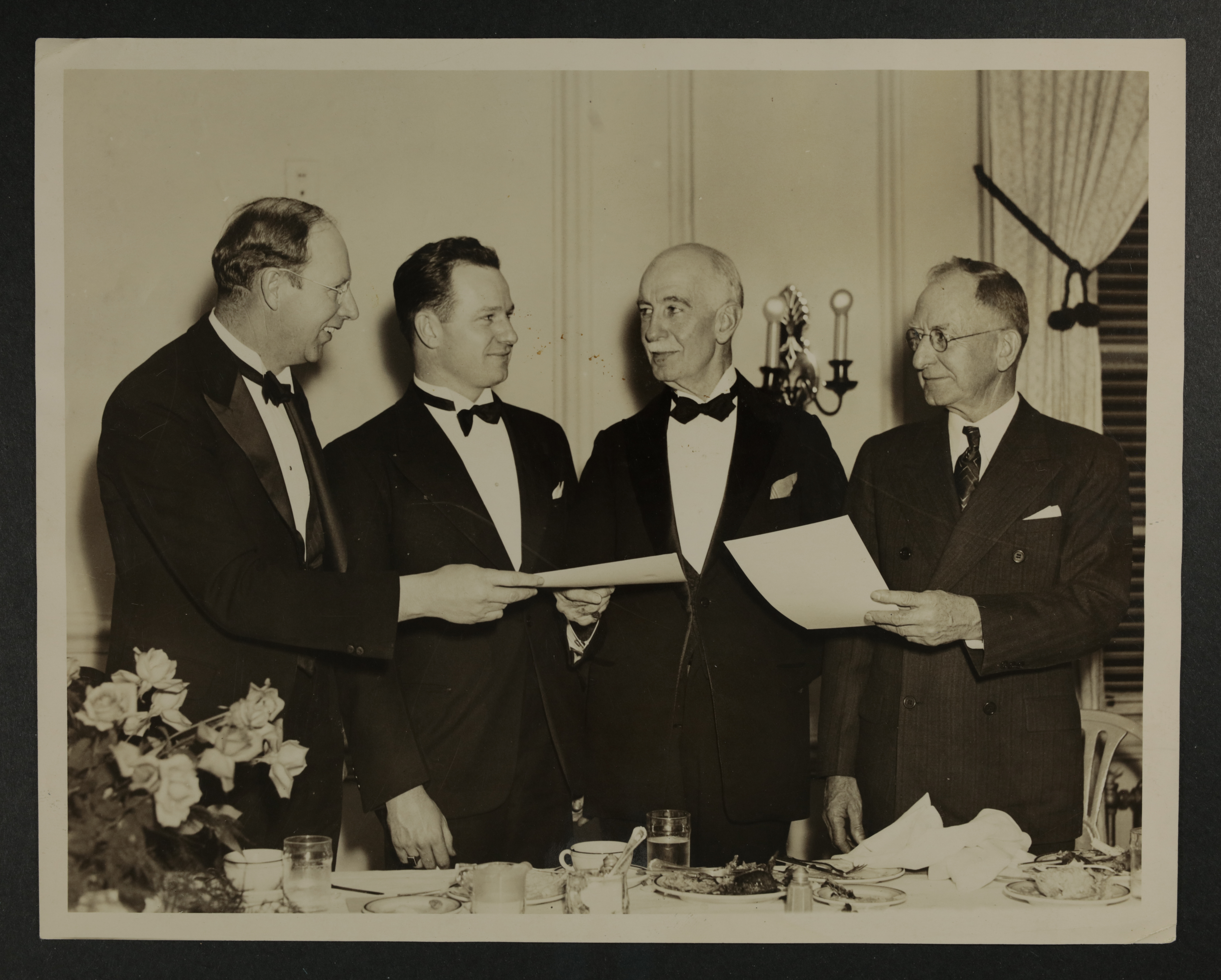 Robert Smythe and John Foster Receiving Golden Member Certificates Photograph, 1939