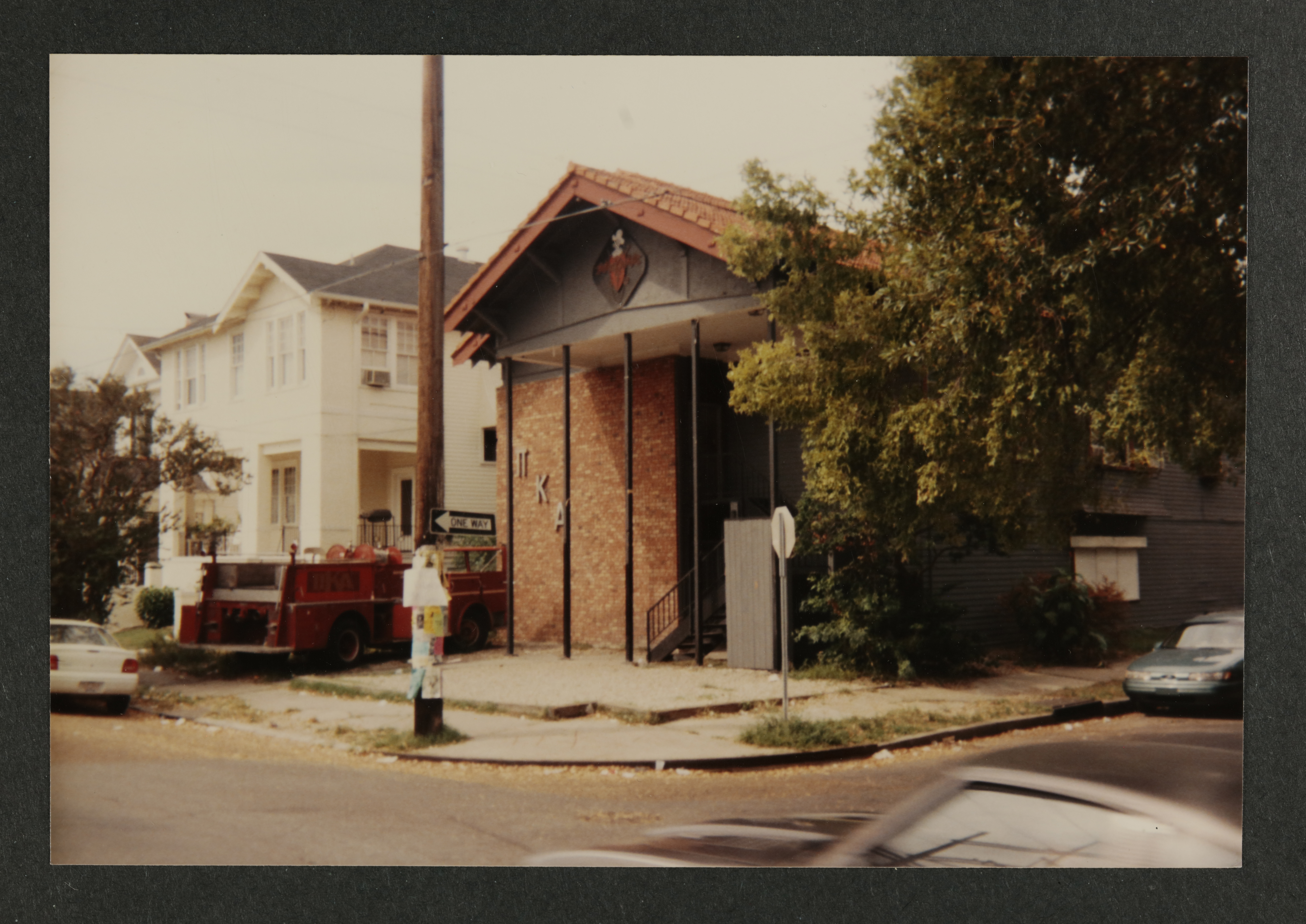 Eta Chapter House and Fire Truck Photograph, October 1995