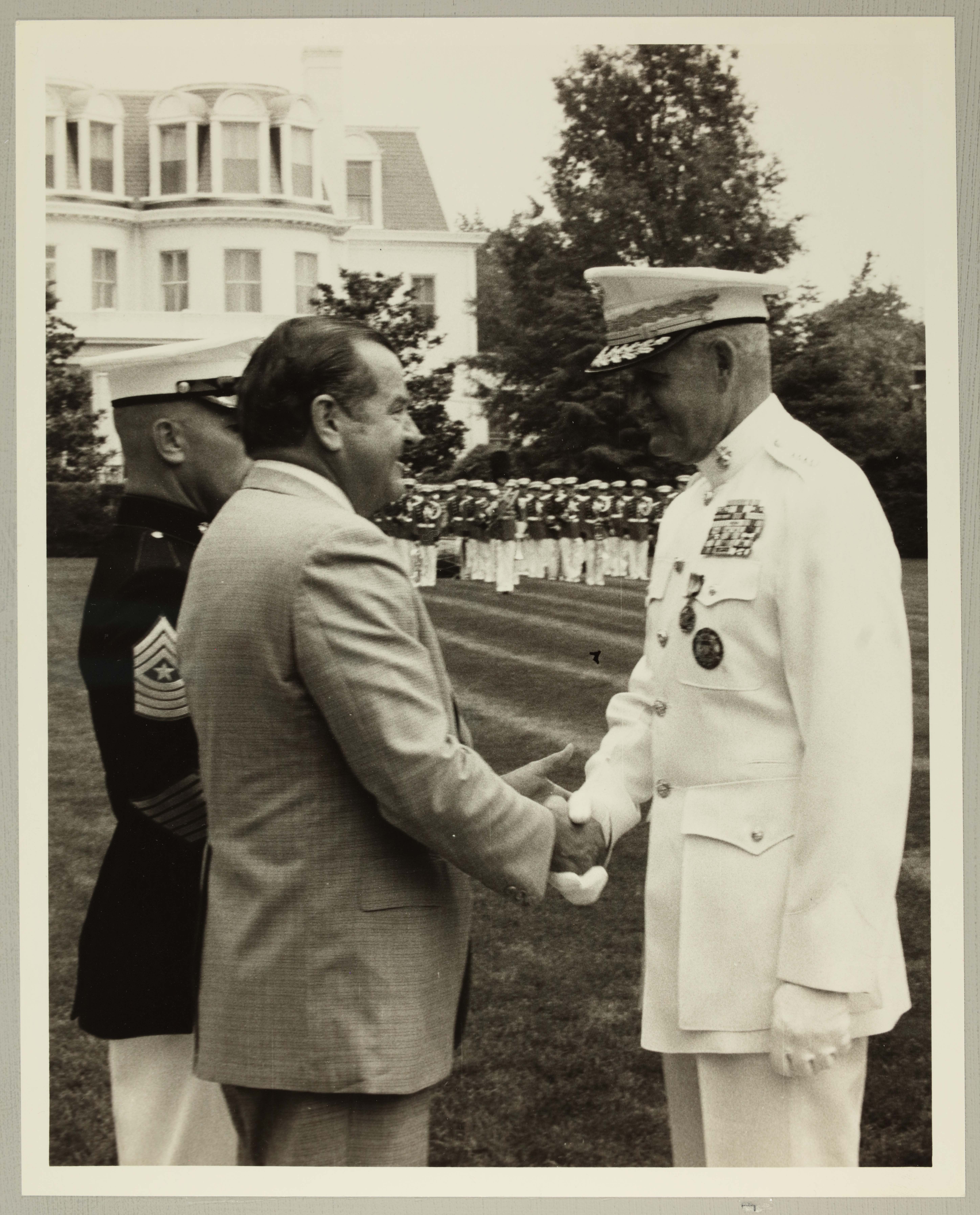 Charles Duncan Congratulating General Louis Wilson Photograph