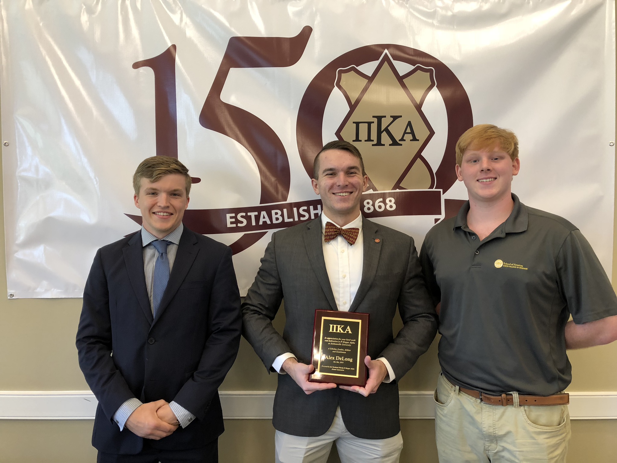 Alex Delong and Two Unidentified Pikes with Mu Mu Service Award Photograph, 2018