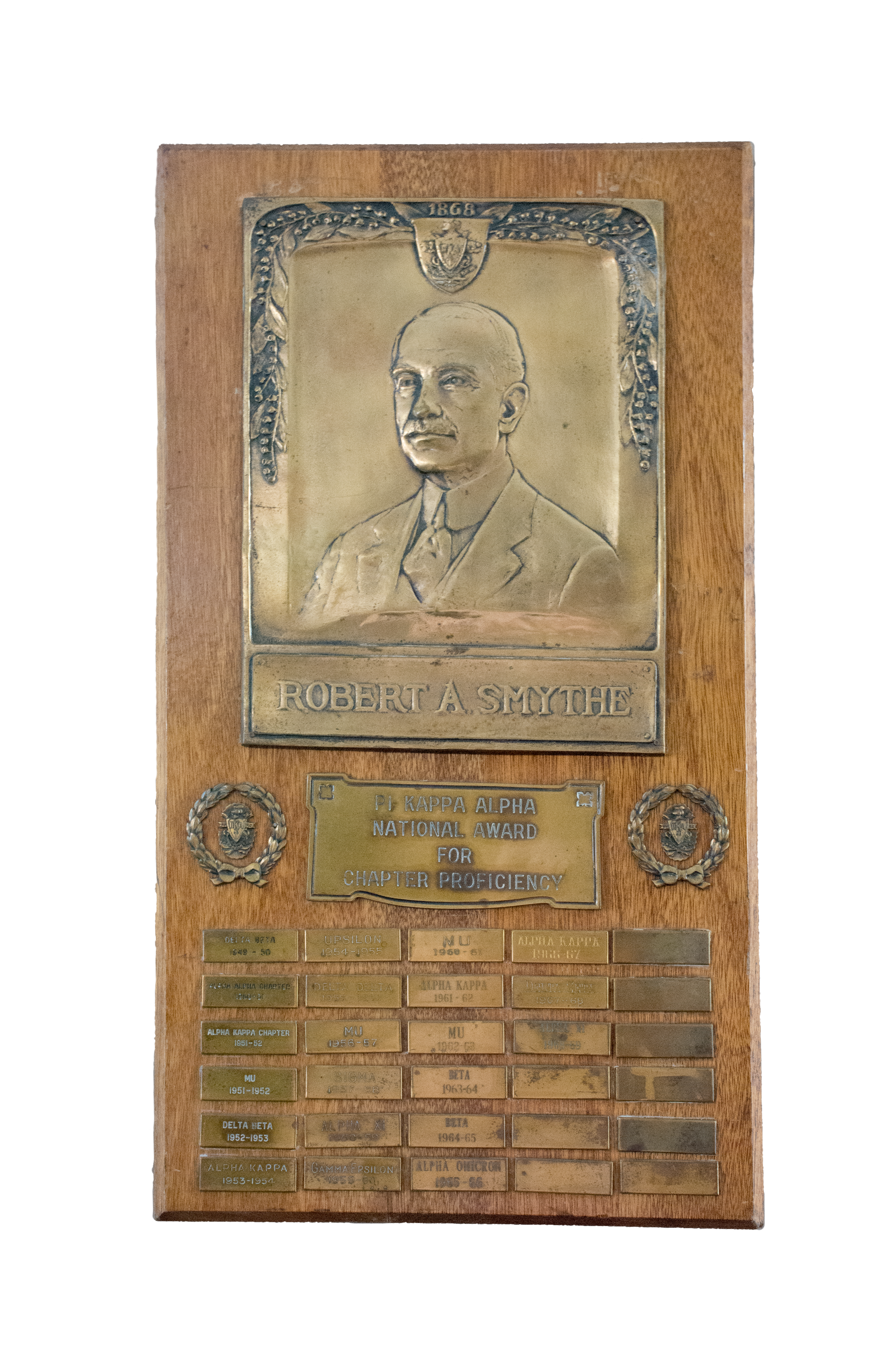 Robert Smythe National Award for Chapter Proficiency Plaque, 1949-1968