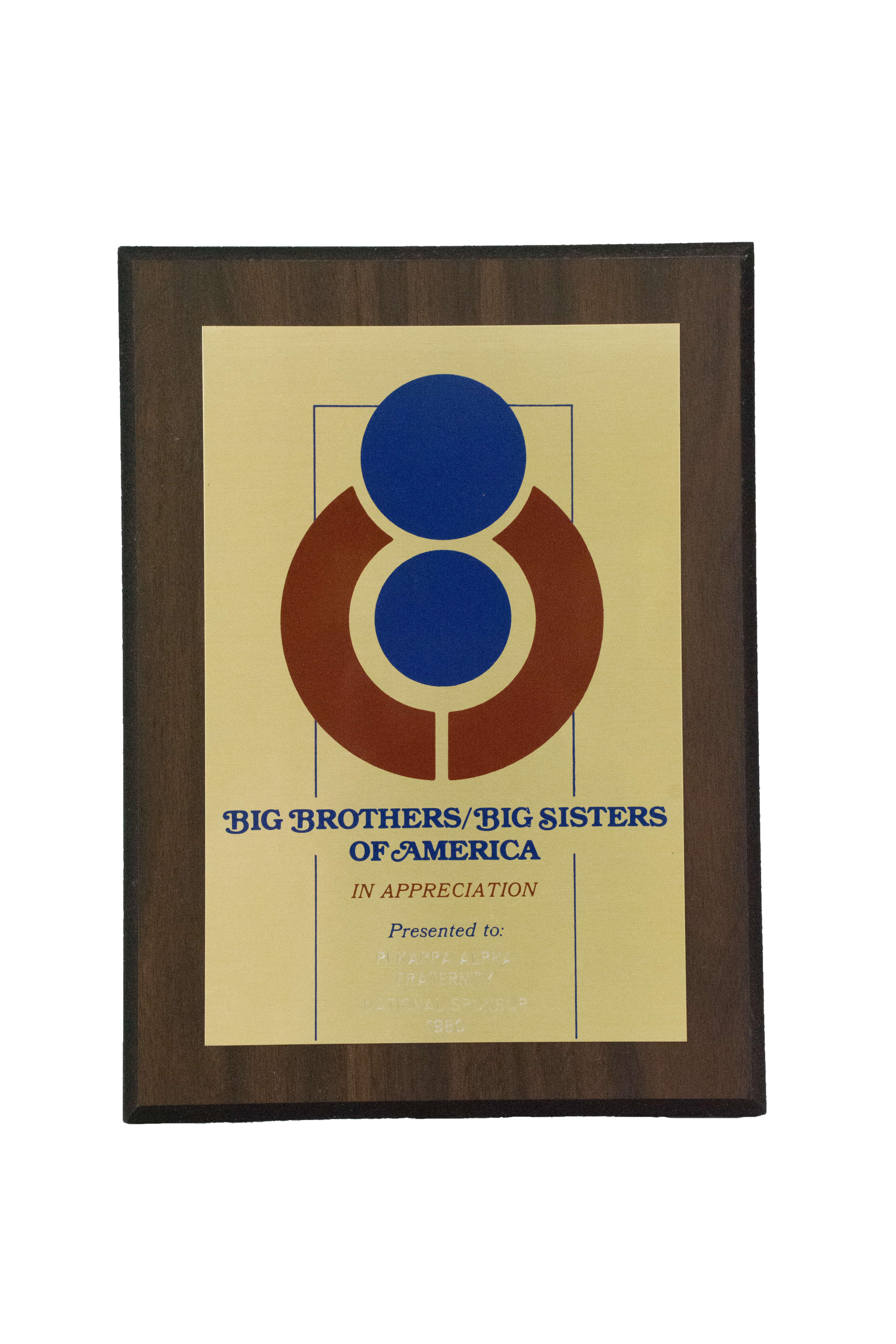 Big Brothers/Big Sisters of America Appreciation Plaque, 1980
