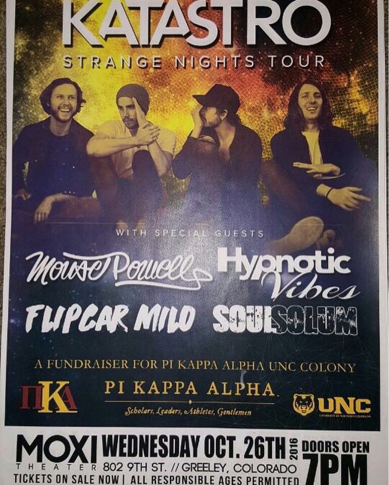 Katastro Strange Nights Tour Fundraiser for Pi Kappa Alpha UNC Colony Advertisement