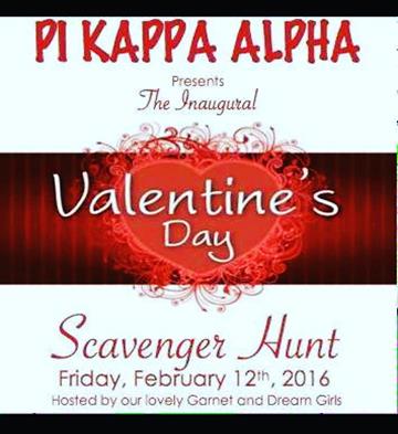 Pi Kappa Alpha Inaugural Valentine's Day Scavenger Hunt Advertisement