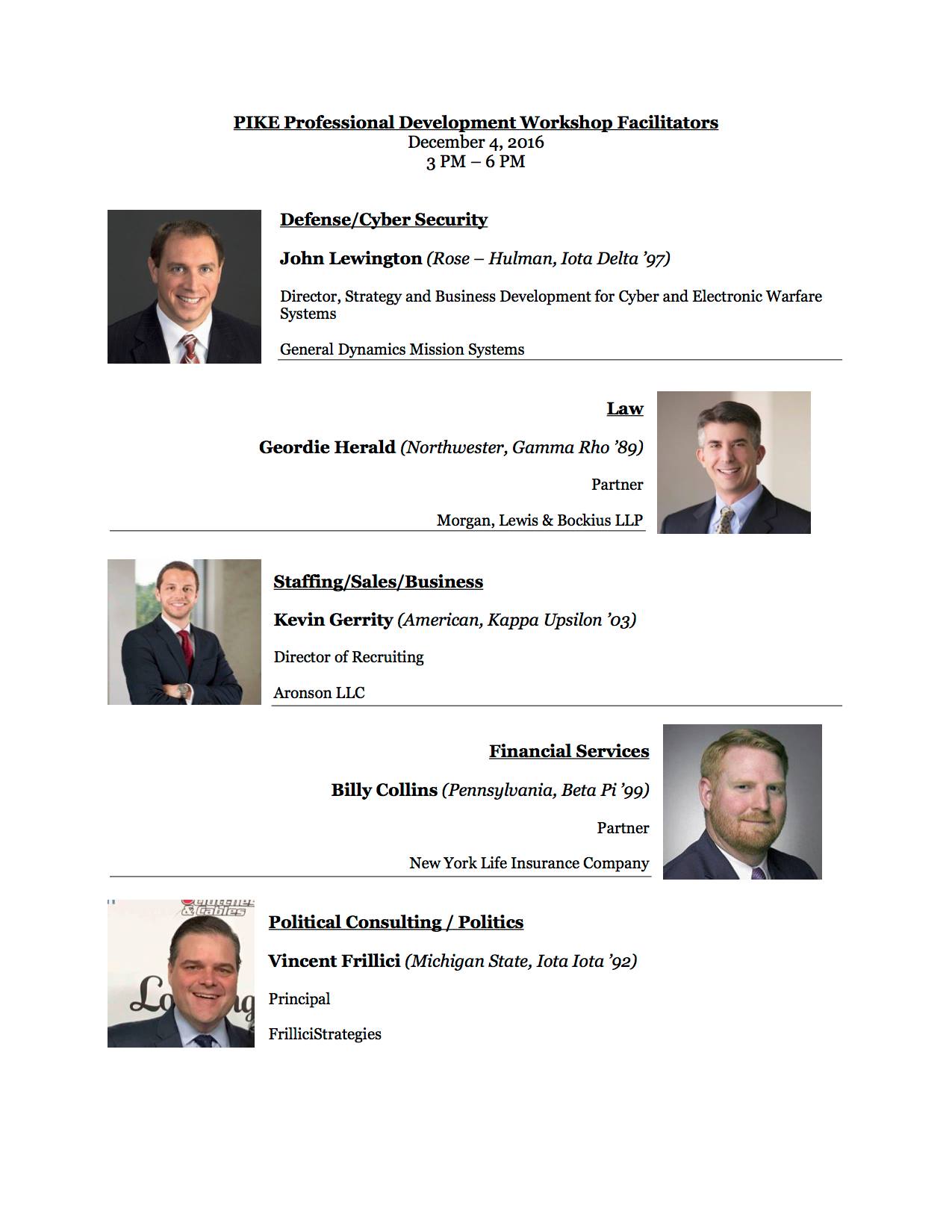 PIKE Professional Development Workshop Facilitators Information Sheet, December 4, 2016