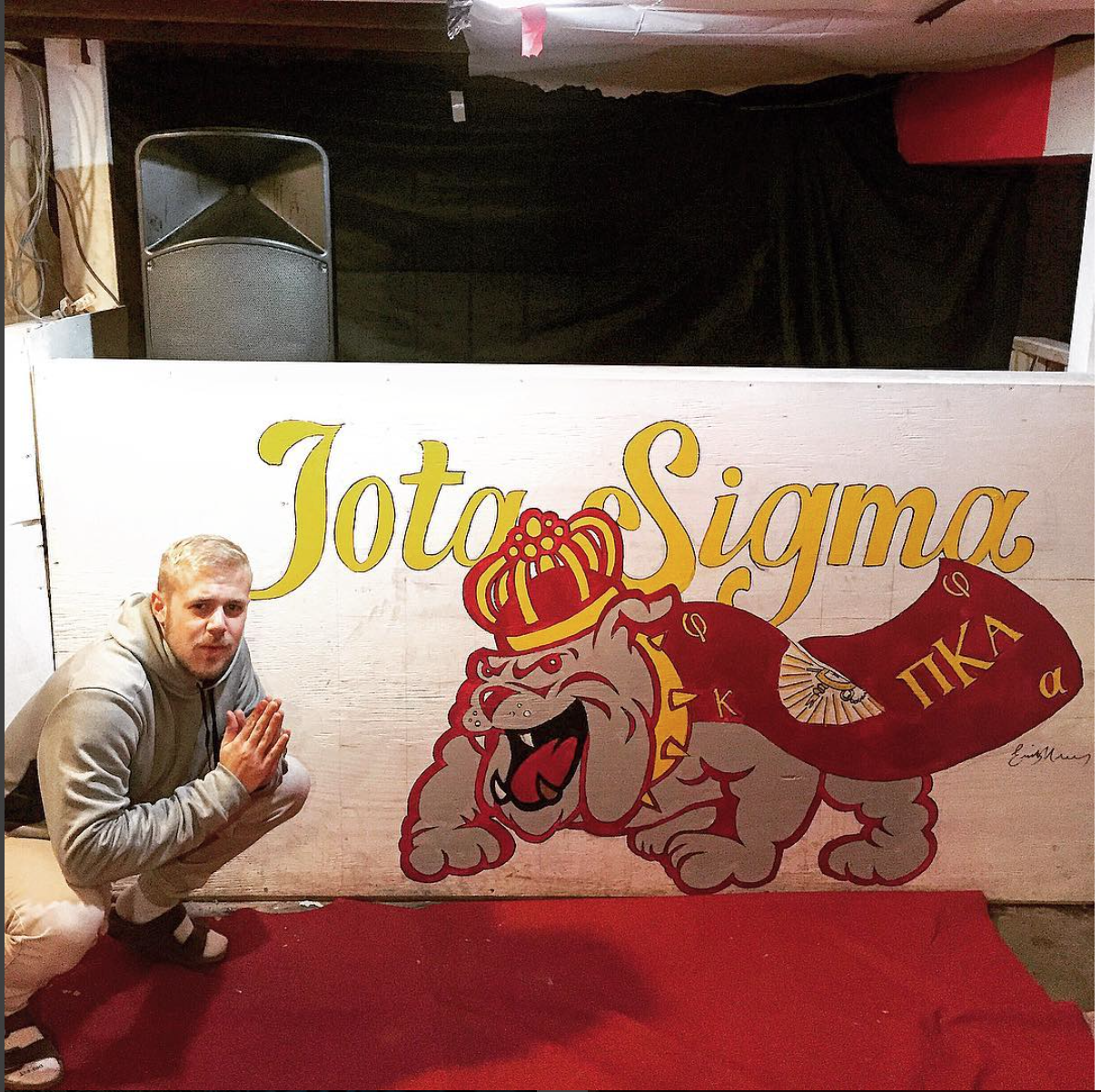 An Iota Sigma with a Pike-Adorned Duke Dog Painting Photograph