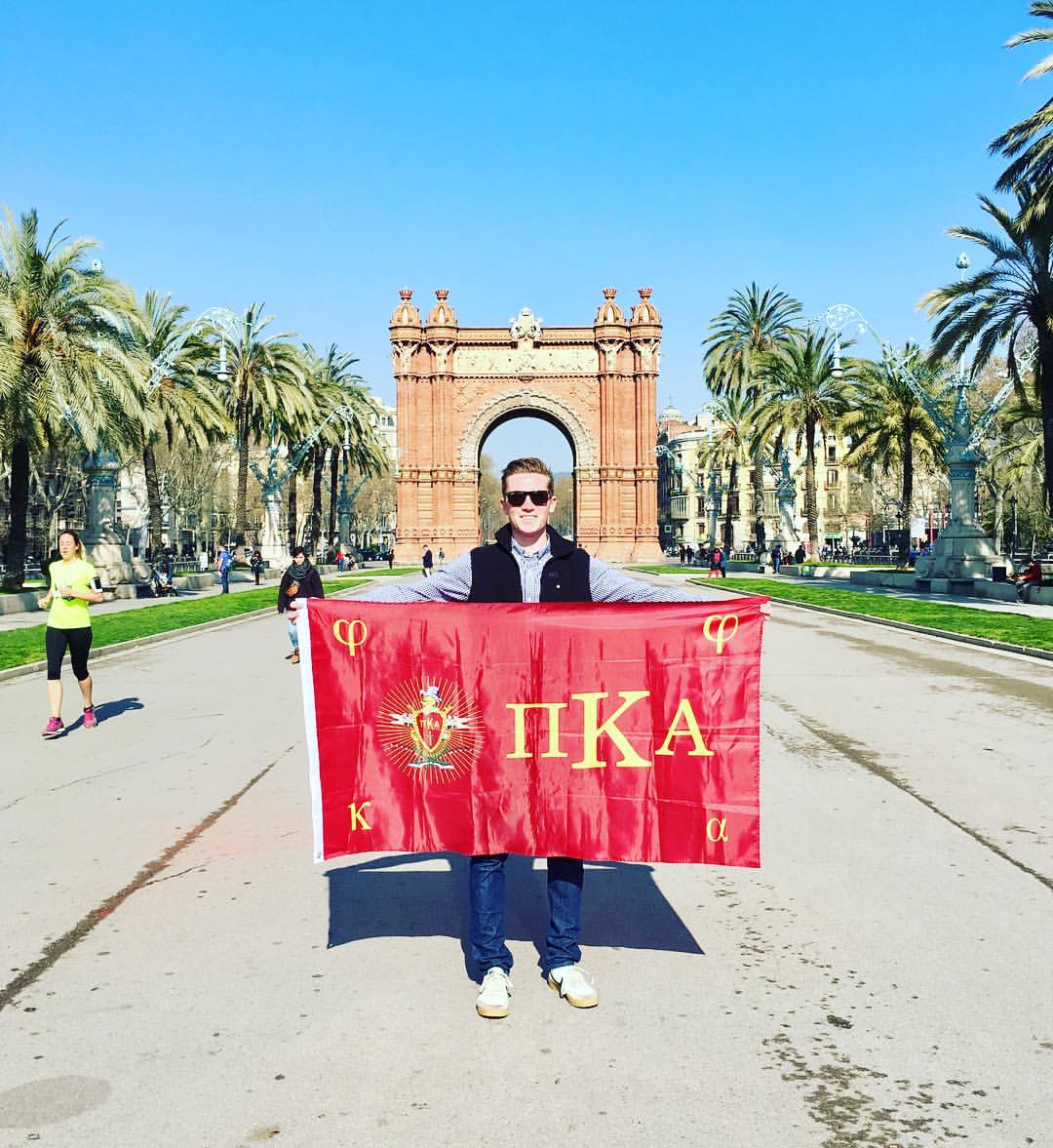 Traveling Lambda Delta Chapter Member With Pike Flag Photograph
