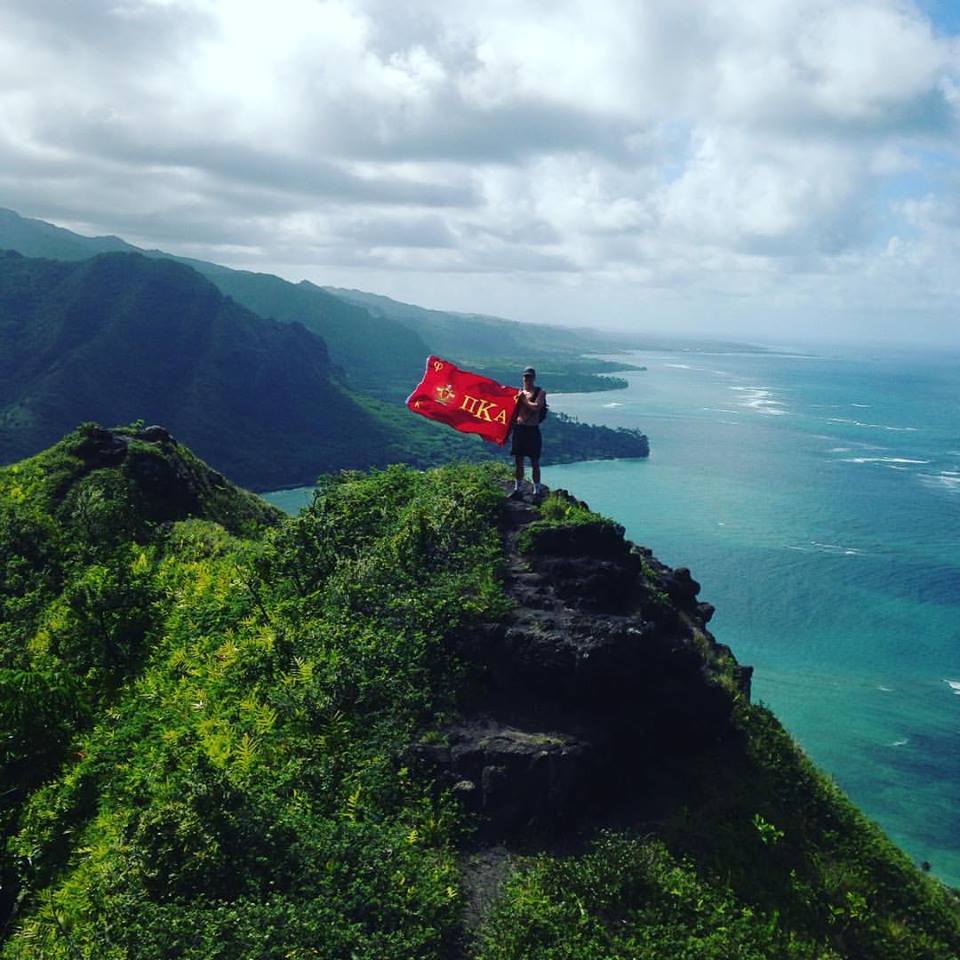 Unidentified Lambda Delta Chapter Member on Mountaintop Photograph