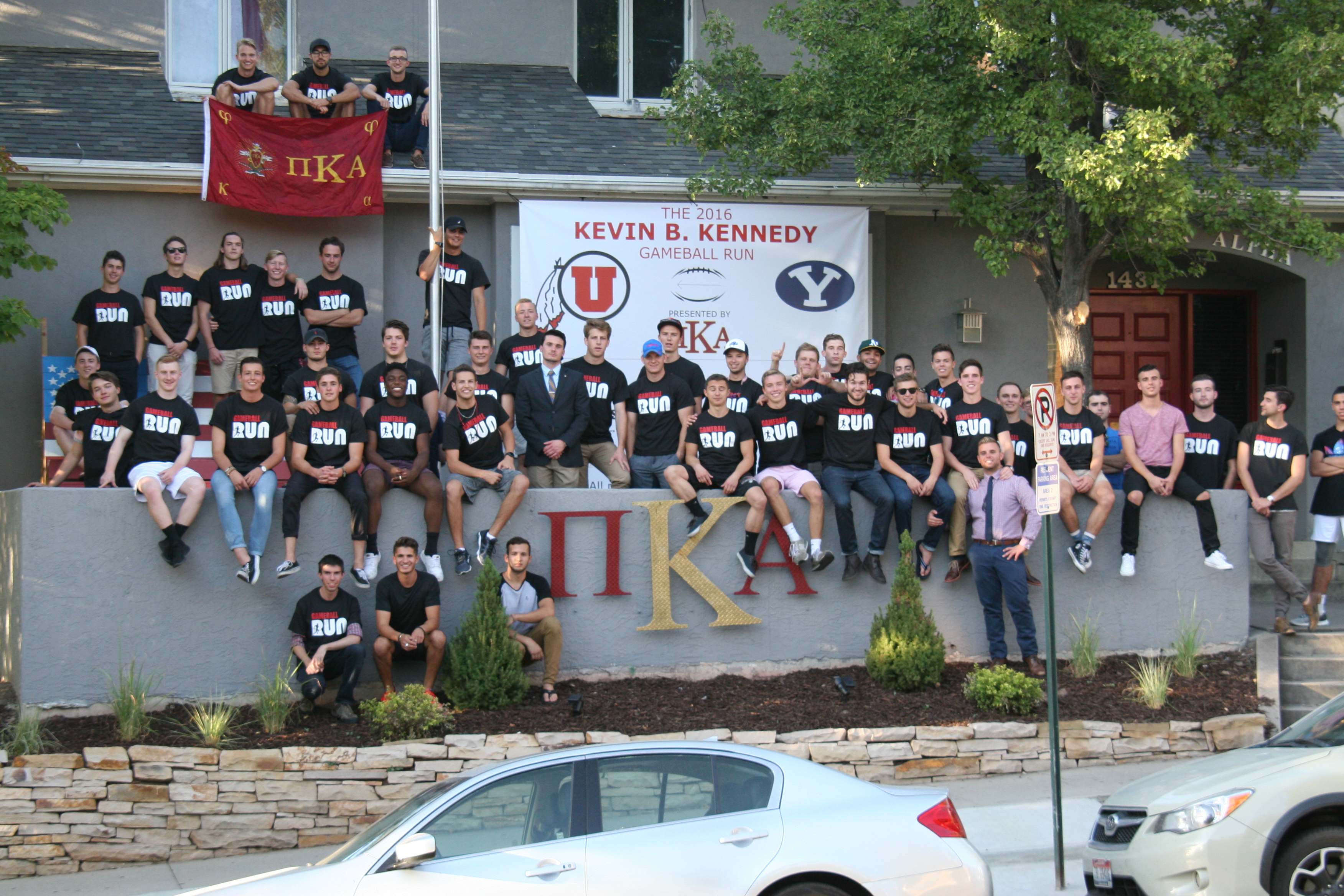 Alpha Tau Chapter Members Participate In The Gameball Run Photograph