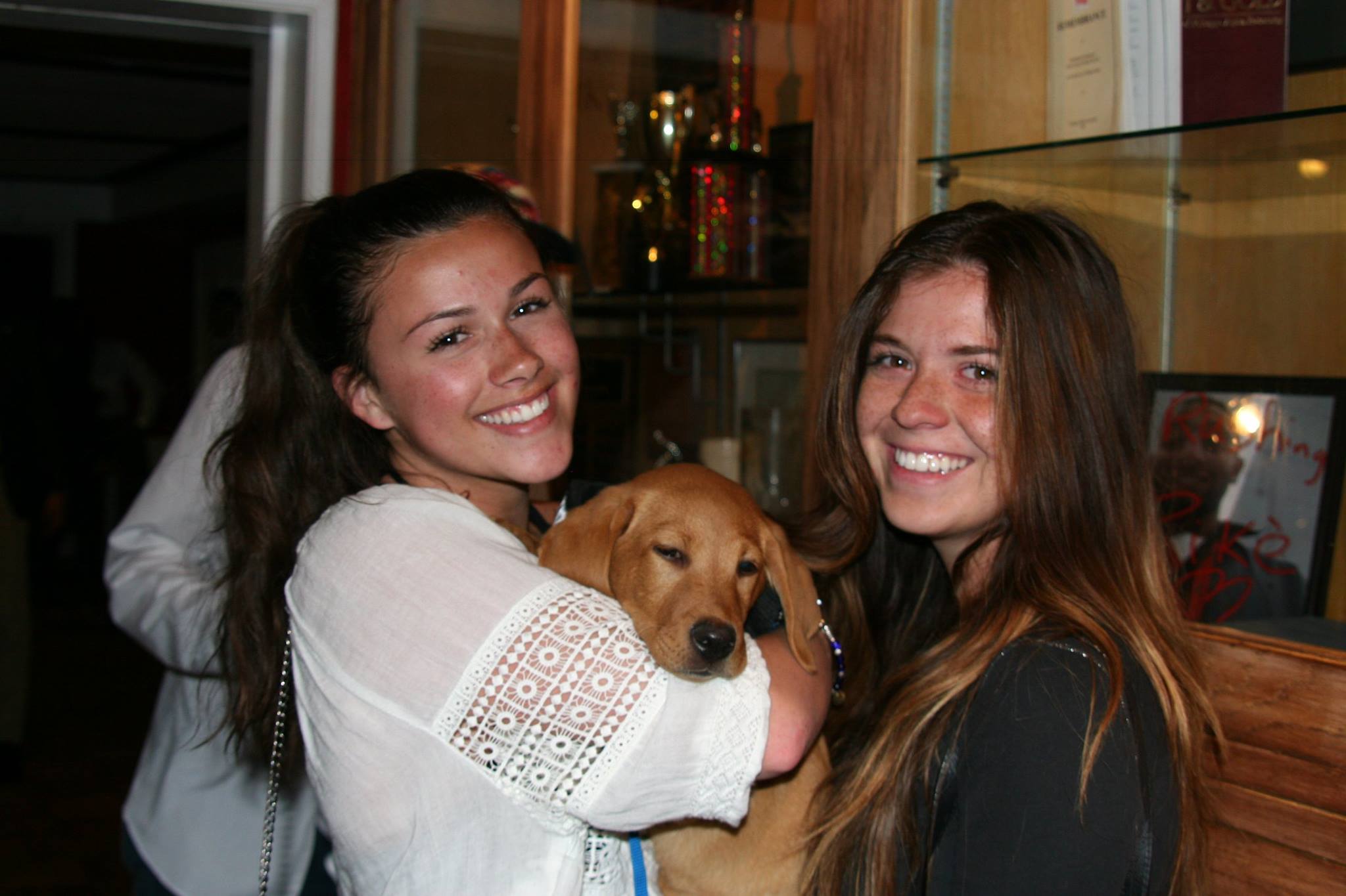 Two Unidentified College Women with a Puppy Photograph