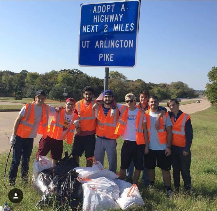 Eight Eta Upsilon Pikes Clean Up Trash On A Highway Photograph