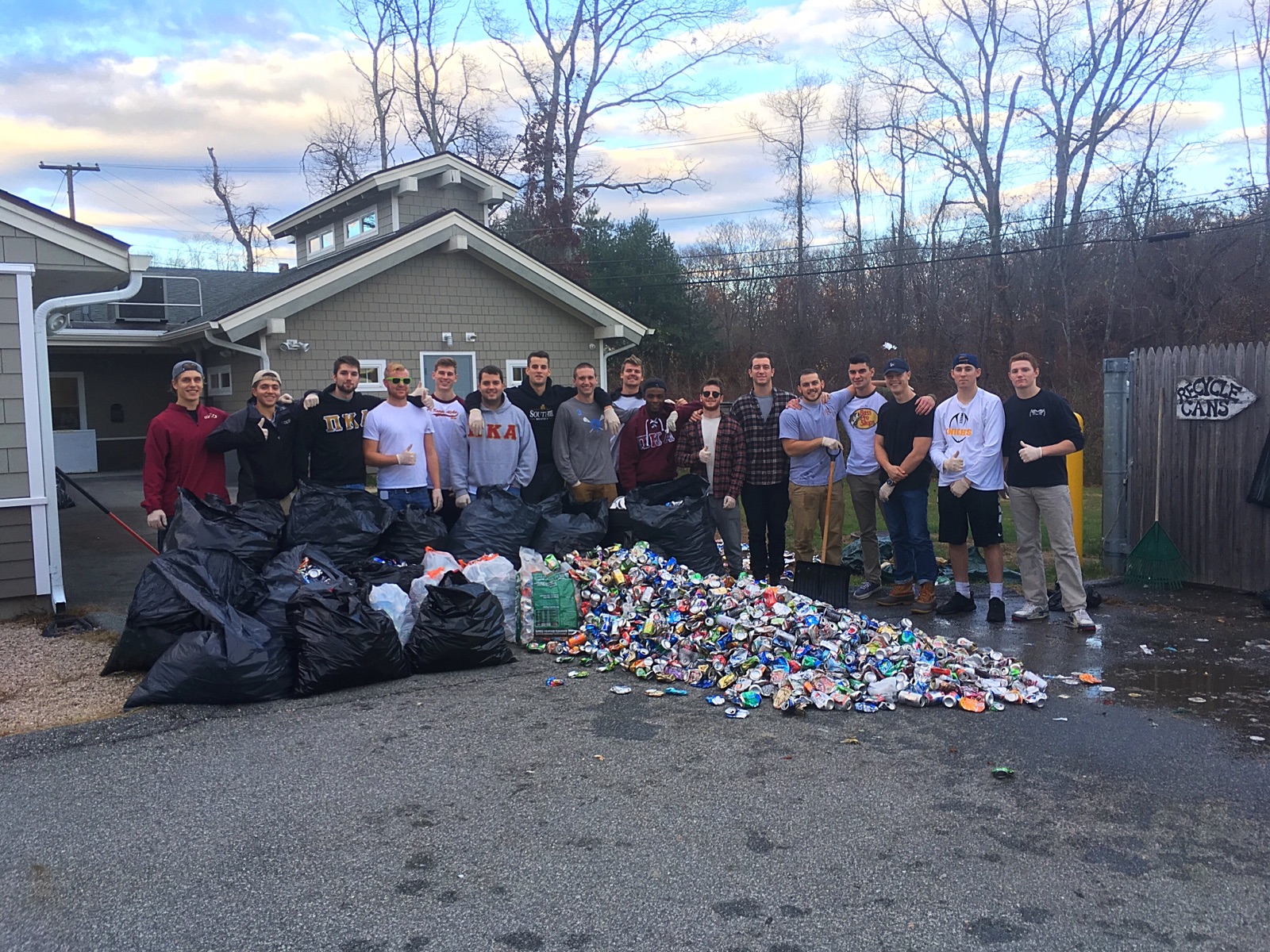 Kappa Iota Chapter Members Collect Cans Photograph