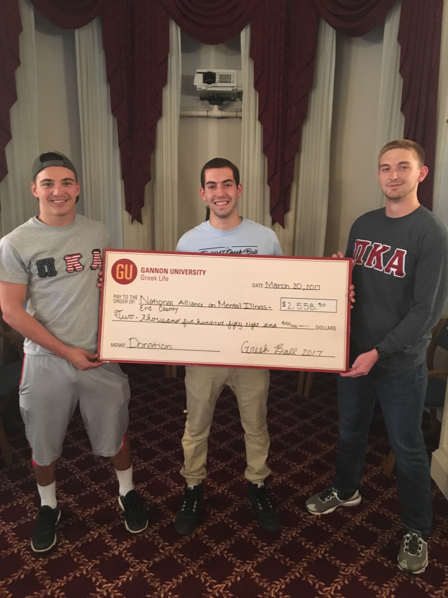 Gannon University Greek Life Donates to the National Alliance On Mental Illness Photograph, March 20, 2017