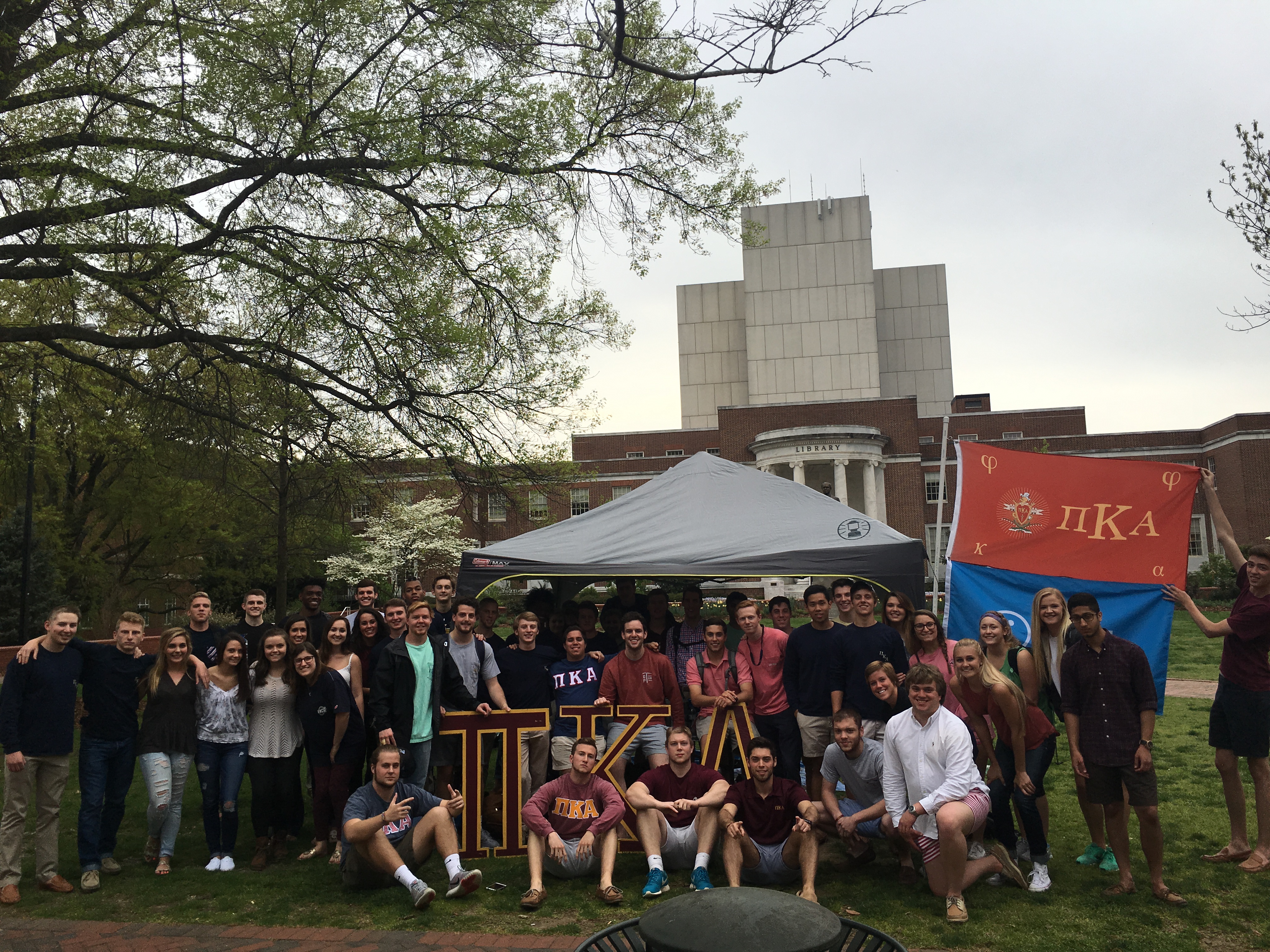 Lambda Rho Chapter Members In Front of the Library Photograph