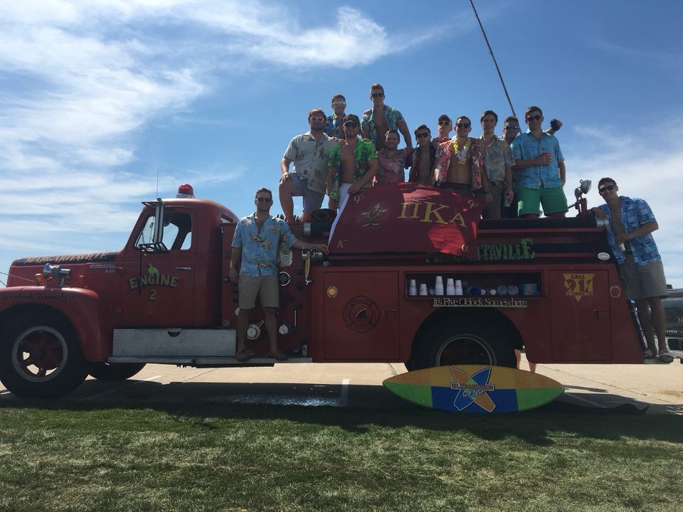 Lambda Pi Chapter Members with Their Chapter Fire Truck Photograph