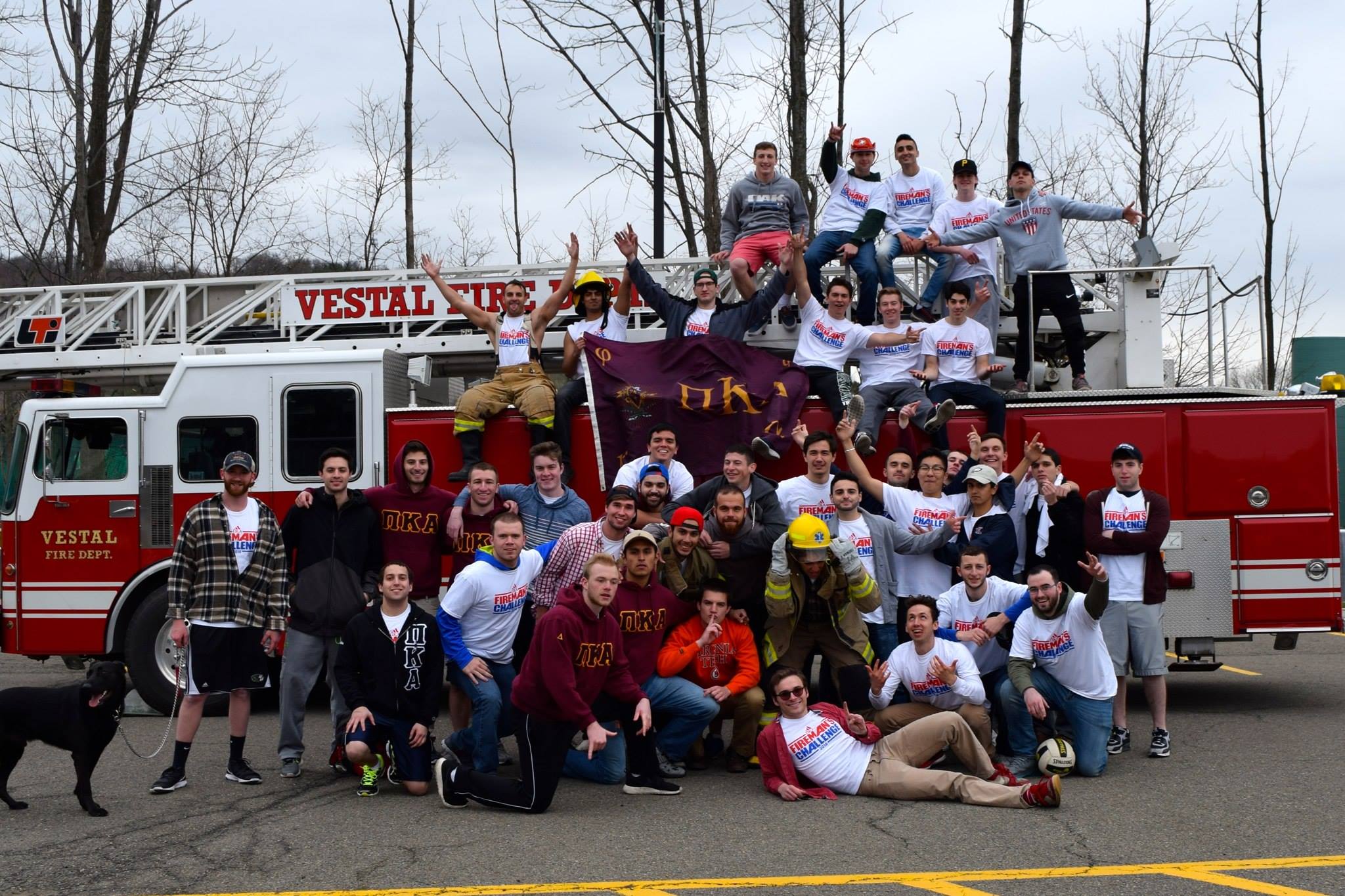 Mu Gamma Chapter Members With A Fire Truck Photograph