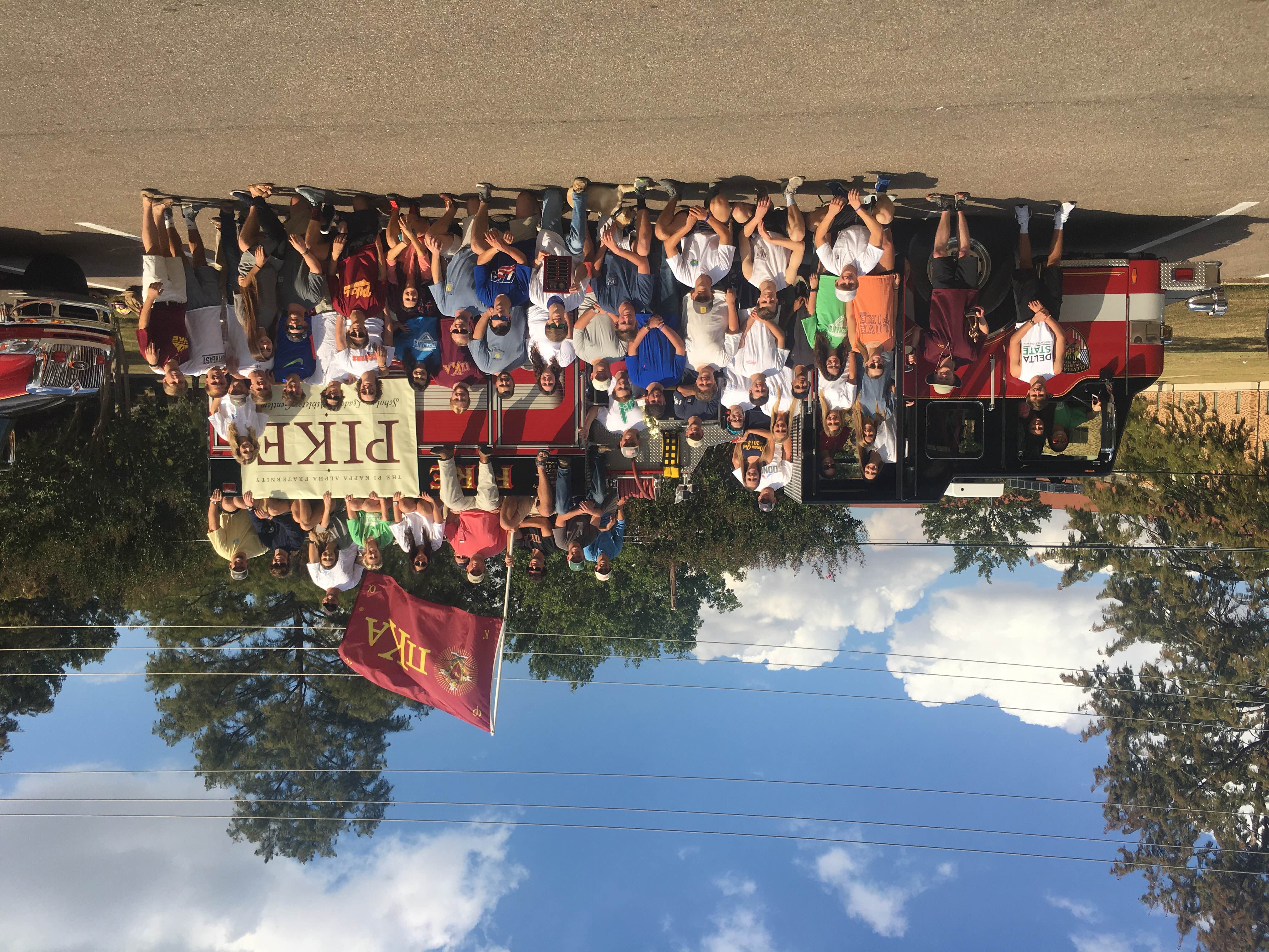 Zeta Beta Chapter Members With A Fire Truck Photograph