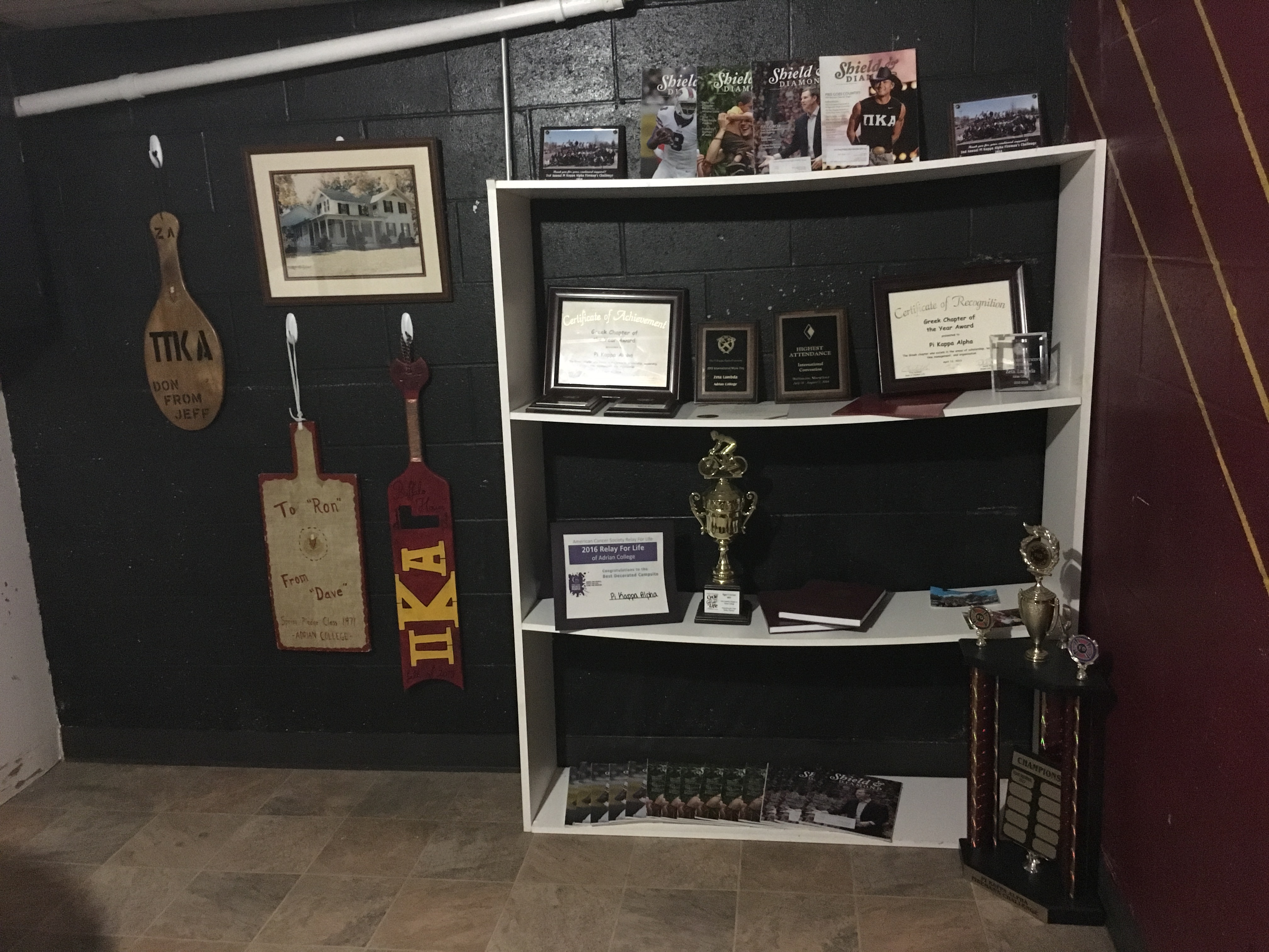 Wall of Fraternity Paraphernalia Photograph