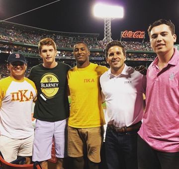 Five Theta Mu Chapter Members At A Red Sox Game Photograph