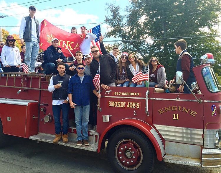 Theta Mu Chapter Members On A Fire Truck Photograph