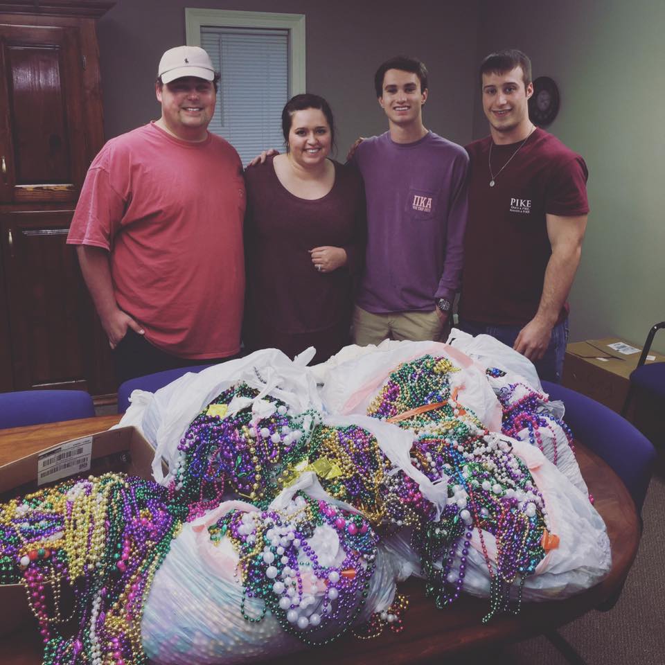 Lambda Upsilon Chapter Members With Mardi Gras Beads Photograph, March 8, 2016